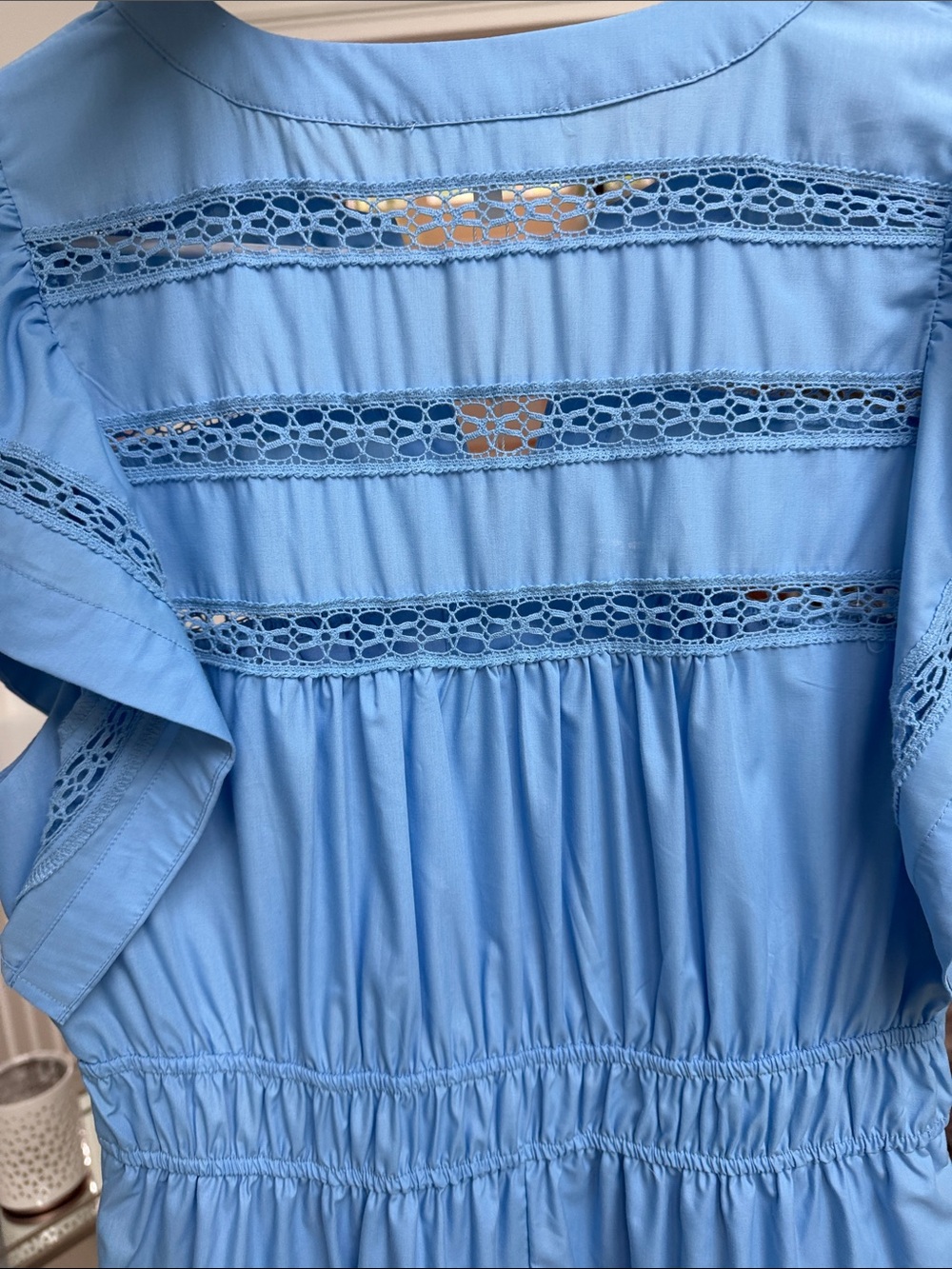 entro Blue Tiered Midi Dress with Lace Trim - Picture 7 of 7